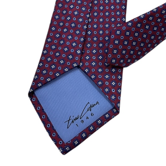 TINO COSMA Burgundy/Blue Geometric Silk LUXURY Tie ITALY - Picture 4 of 4